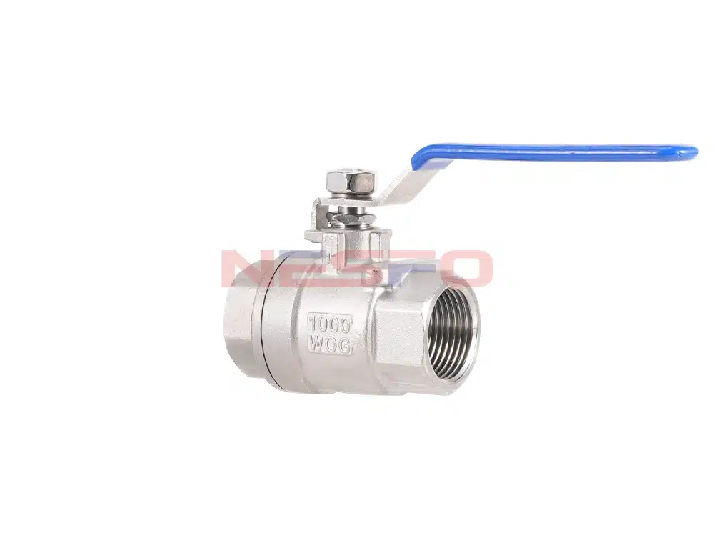 Válvula de bola de dos piezas de botón de alambre de acero inoxidable 304 Q11F-16P