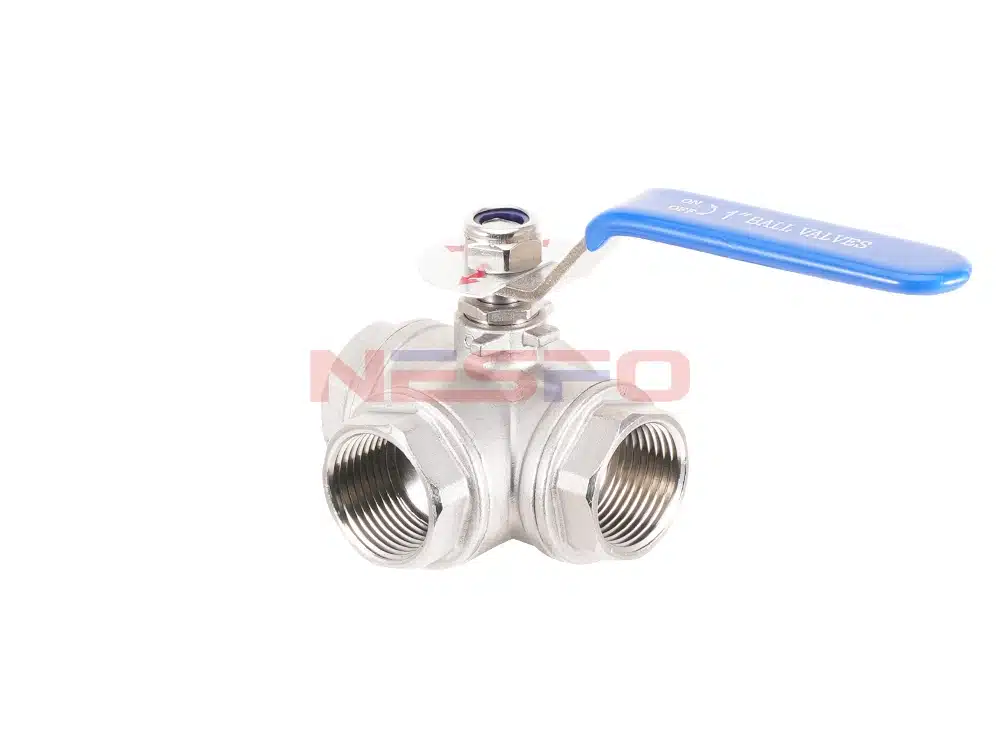Válvula de bola de tres vías de dos piezas de acero inoxidable 304 Q14F-16P