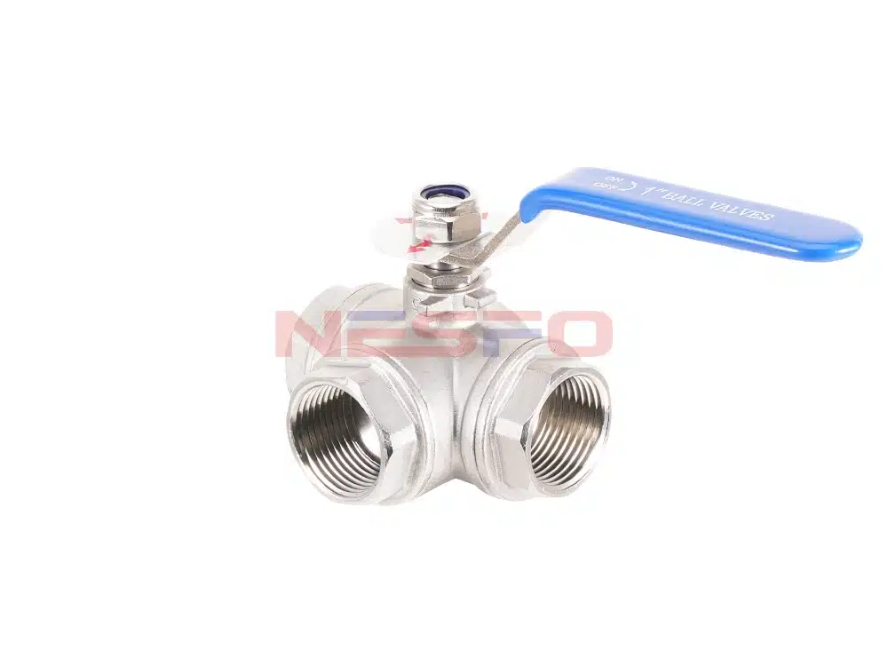 Válvula de bola de tres vías de dos piezas de acero inoxidable 304 Q15F-16P