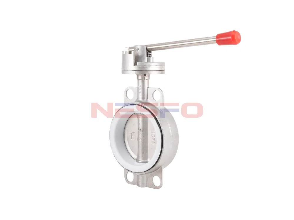 PTFE-Absperrklappe mit Druckstange aus Edelstahl 304 mit Stumpfklemmung D71F-10P