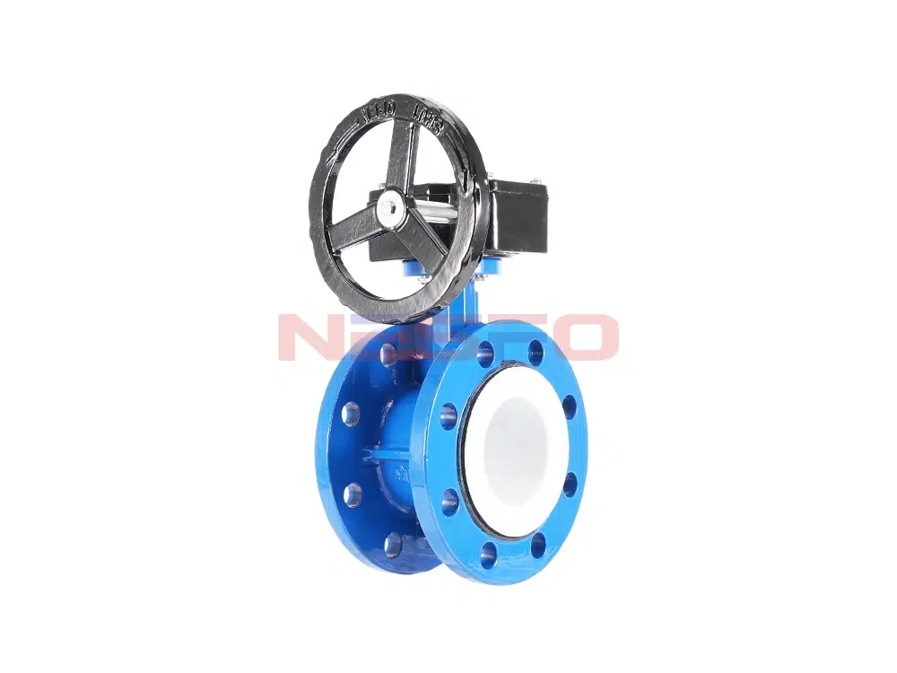 Valvola a farfalla a turbina in ghisa duttile con flangia in PTFE D341F-16Q